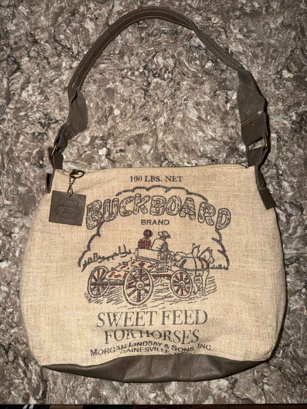 American Glory Brand NEW Beige Canvas Shoulder Bag with Brown Accents